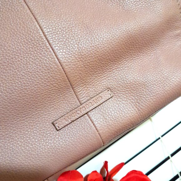 XXL Lucky Brand Pebble Leather Mauve Light Pink Patti Tote Shoulder Bag - Picture 2 of 11